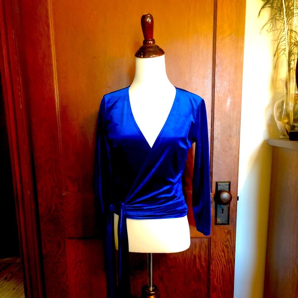 Blue wrap top